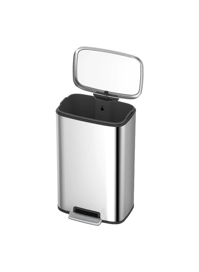 Rectangular Shaped Premium Stainless Steel Pedal Bin Silver and Black 45 L EK9360MT-45L